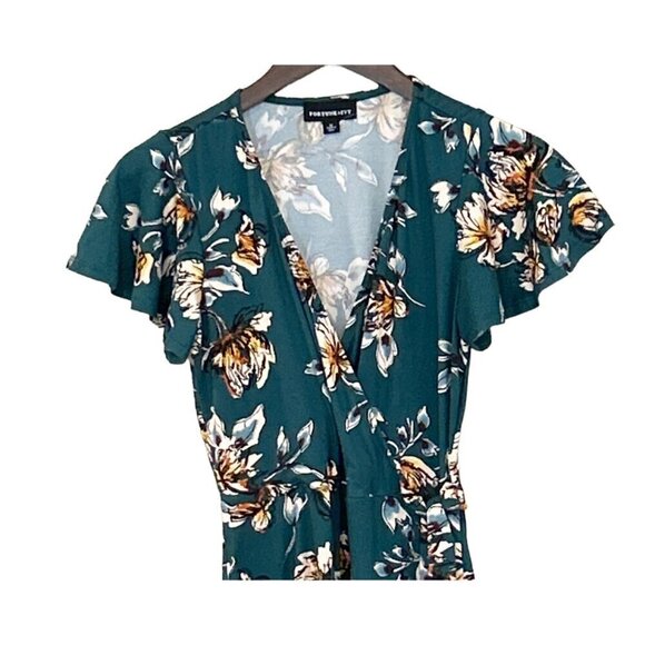 Fortune & Ivy Women's Floral Wrap Dress Size Green Black Size M NWOT - Picture 7 of 9